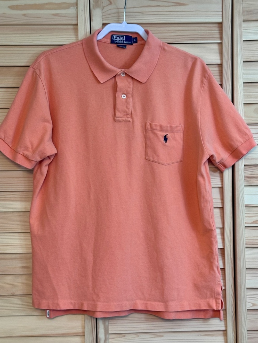 Vintage Polo Ralph Lauren Short Sleeve‎ Polo Shirt Orange Men Large Chest Pocket